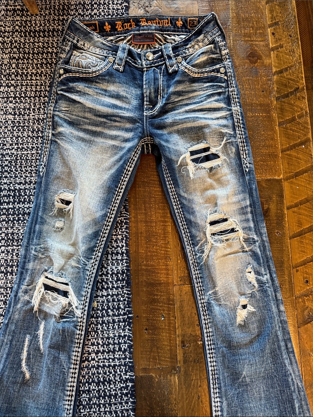 Rock Revival Women’s Distressed Blue Bootcut Jeans